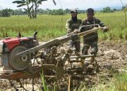 Sela Istirahat Siang, Satgas TMMD HST Bantu Warga Bajak Sawah