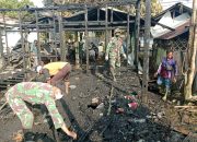 TNI-POLRI Bersama Instansi Terkait Bersihkan Puing Kebakaran di Barabai