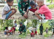 Bermain Kelereng Bersama Anak-Anak di Lokasi TMMD Ke-128 Kodim 1801/Manokwari