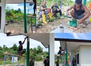 Pengecatan Tiang Teras RTLH, Satgas TMMD Ke-128 Kodim 1801/Manokwari Utamakan Kerapian ‎