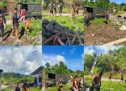 Bersama Warga, Satgas TMMD Ke-128 Kodim 1801/Manokwari Muat Batu Untuk Pondasi Pagar Gereja GPKAI Jemaat Erroi ‎