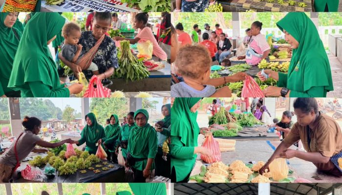 Persit KCK Cabang XVII Kodim 1808/Mansel, Borong Hasil Kebun Mama Papua, Wujud Kepedulian Tingkatkan Perekonomian Masyarakat Dalam Rangka TMMD Ke-130