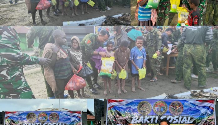 Satgas Yonif 2 Marinir Gelar Baksos Bersama Masyarakat Komopa: Tradisi Bakar Batu, Bagi Sembako, dan Tuntaskan Jembatan Distrik Aradide